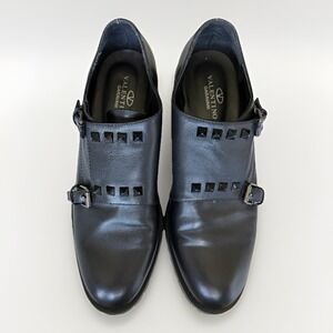 Valentino Garavani Rockstud Double Monk Strap Shoes Men Size 39 EU Black Leather